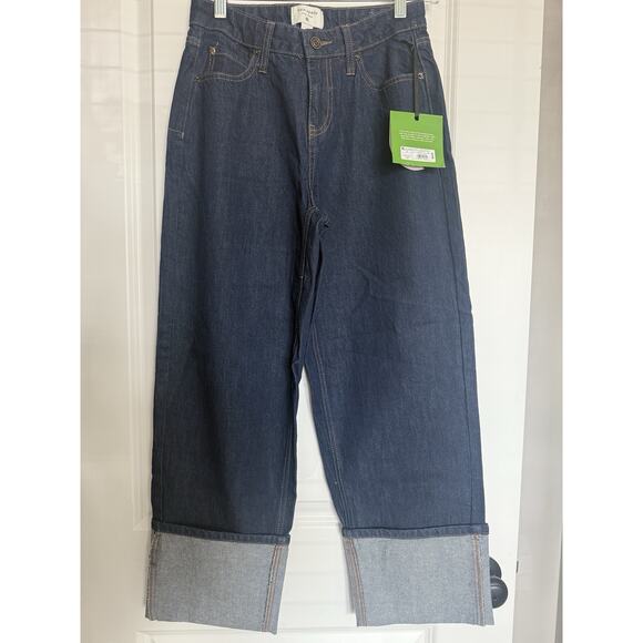 Kate Spade New York x Target High Rise Straight Leg Wide Cuff Denim Jeans Sz 0 - Picture 2 of 7